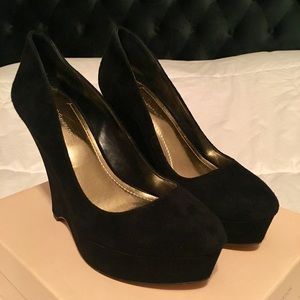 REDUCED! BCBGeneration Carleen Black Wedges Size 8