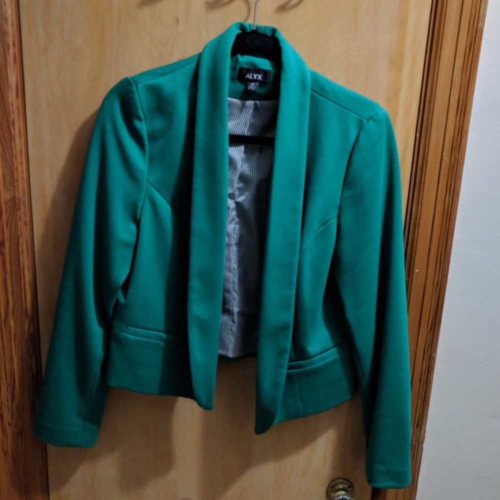 Green knit, fully lined blazer jacket