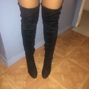 Black over the knee boots with heel