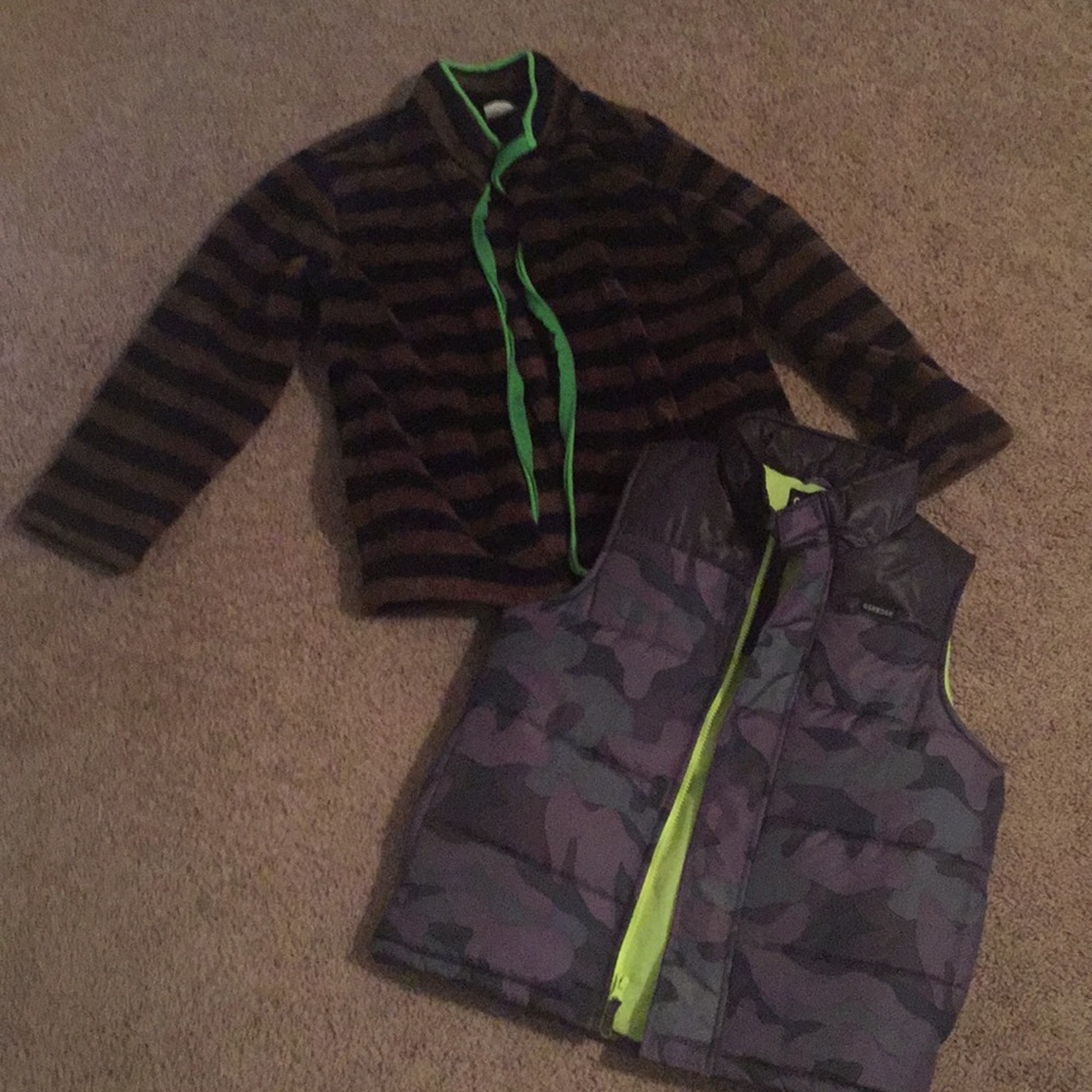 Boys SUPER SOFT jacket & OSHKOSH Camo Vest L 10/12