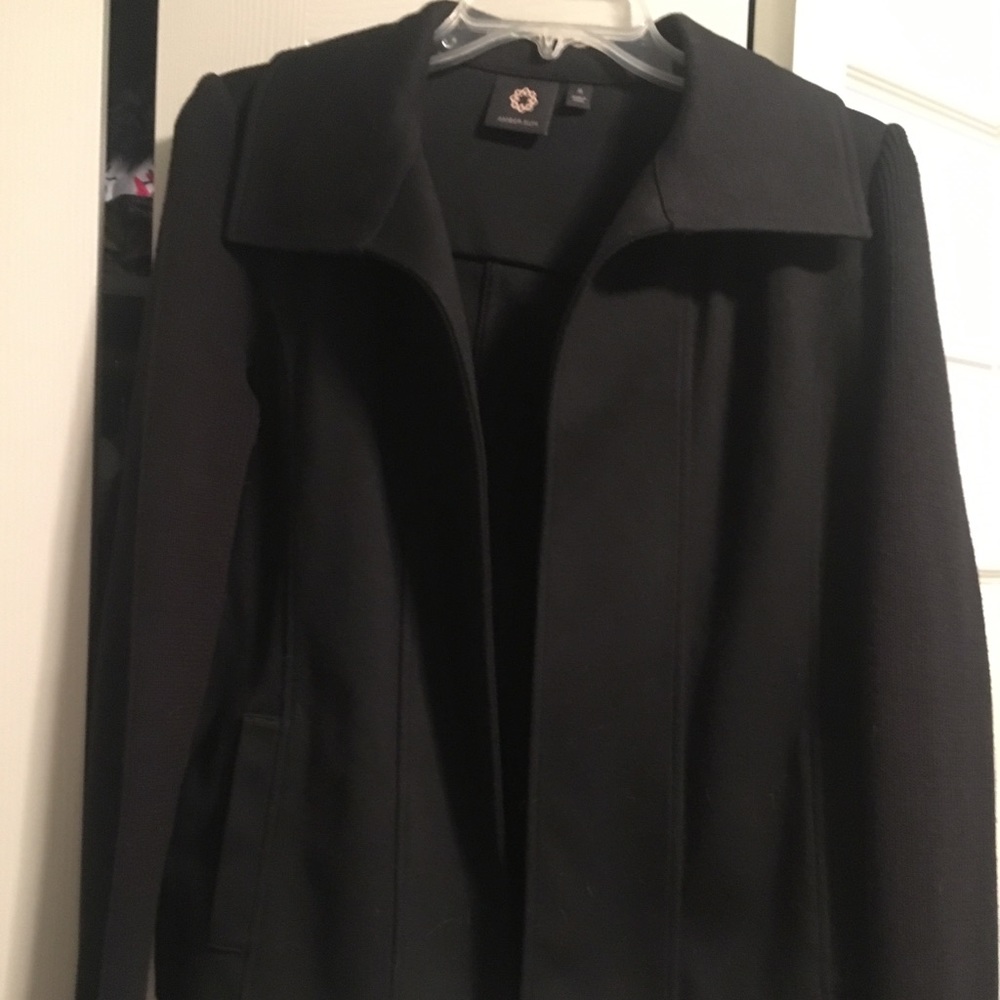 Black Blazer with Knit Sleeve