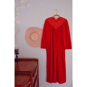 Vtg Vanity Fair Red Velour Robe Large