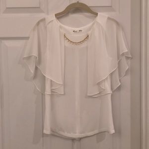 White blouse with detachable pearls from Korea