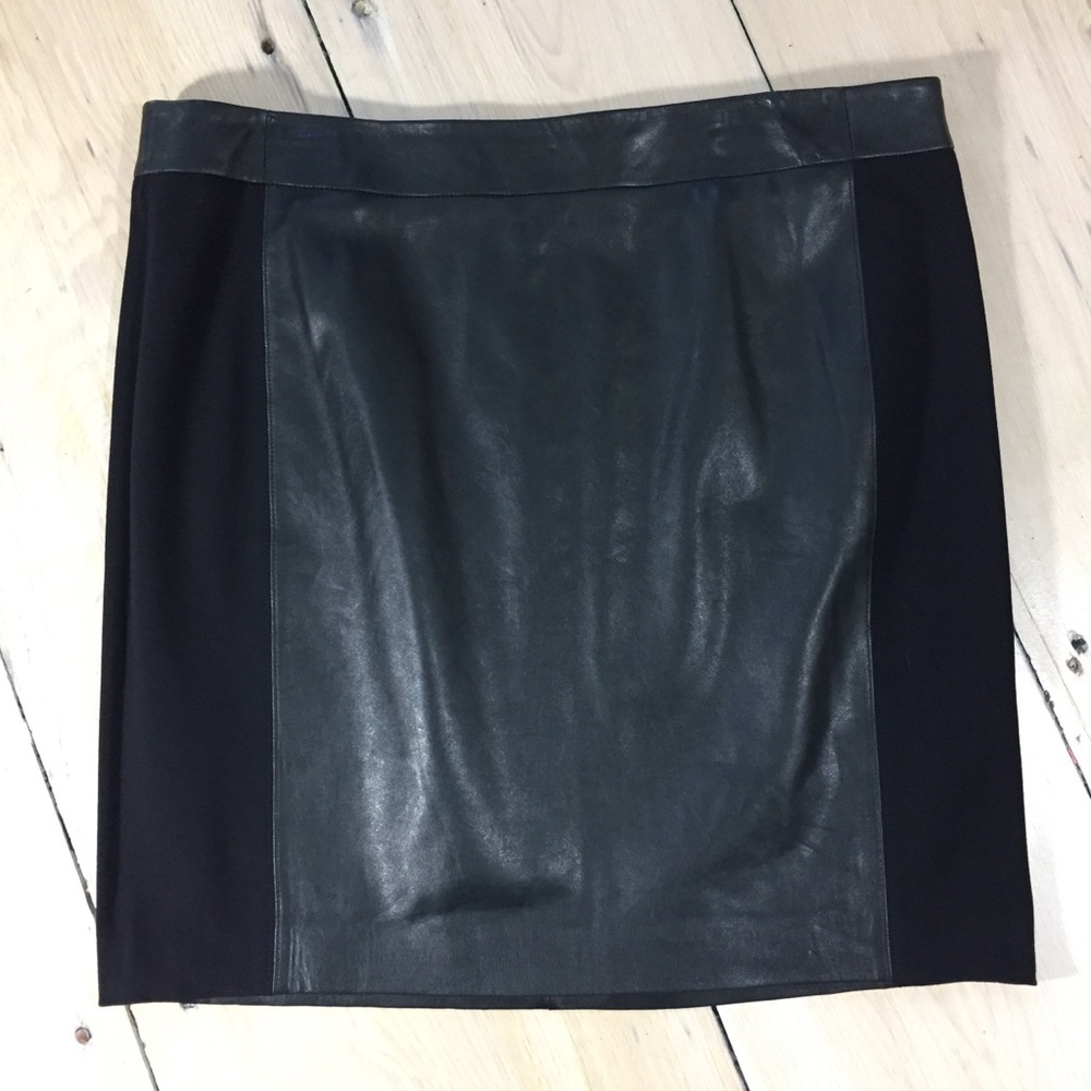 NWT LOFT Black Leather & Knit Skirt