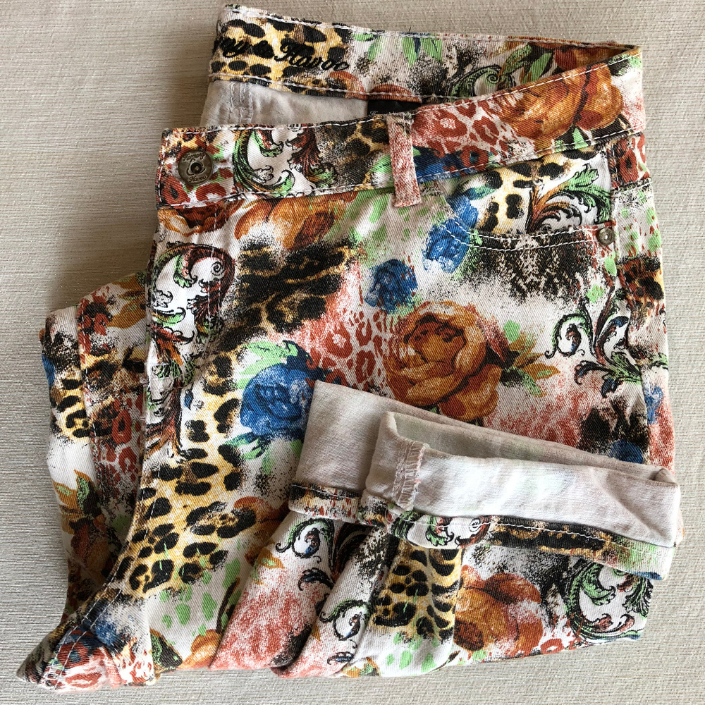 Lepoard Floral Print Cropped Pant Size 16w