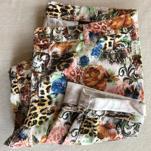 Lepoard Floral Print Cropped Pant Size 16w