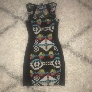 Black Aztec mini dress