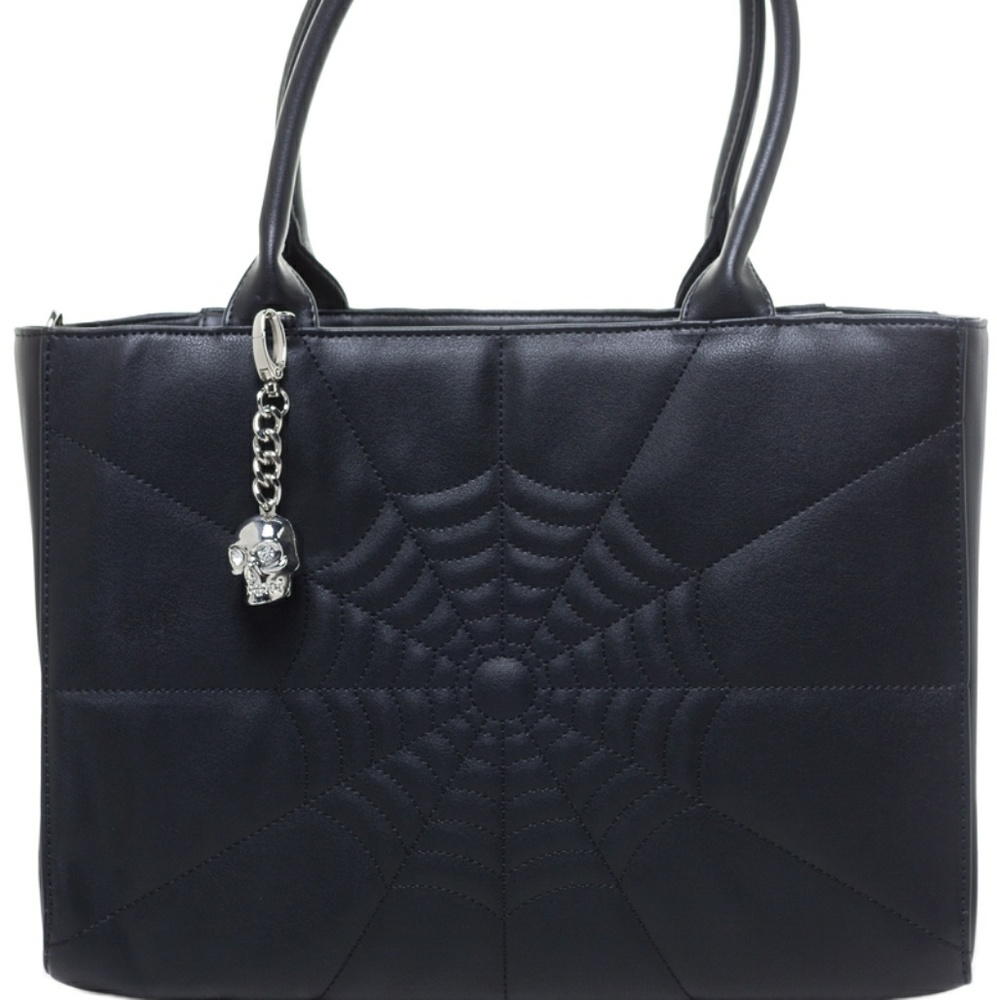 New Lux De ville Black Elvira Tote Spiderweb