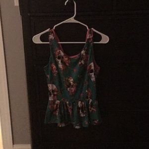 Skull/flower peplum top