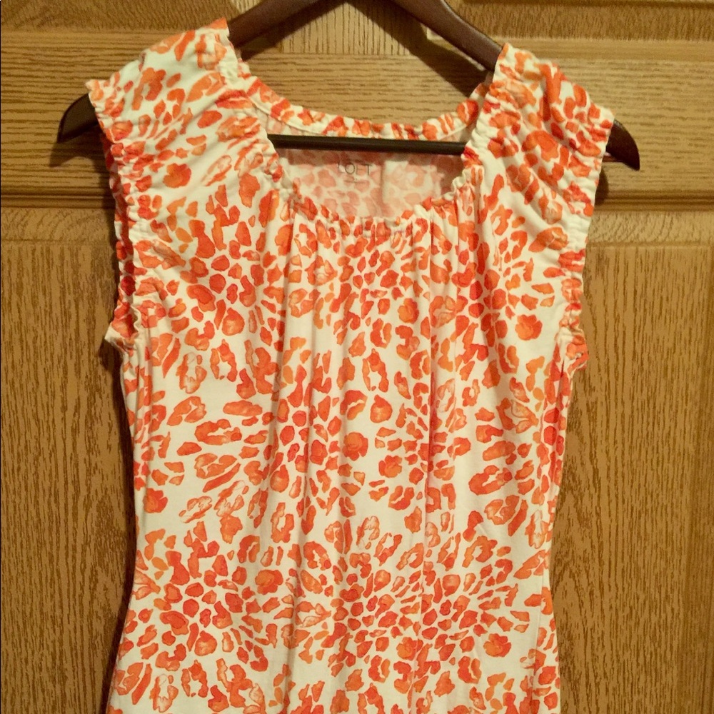 Orange Printed Sleeveless Top