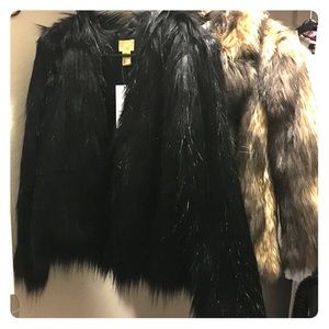H&M black faux fur jacket