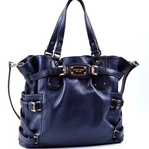 MICHAEL KORS Navy Gansevoort Leather Bag