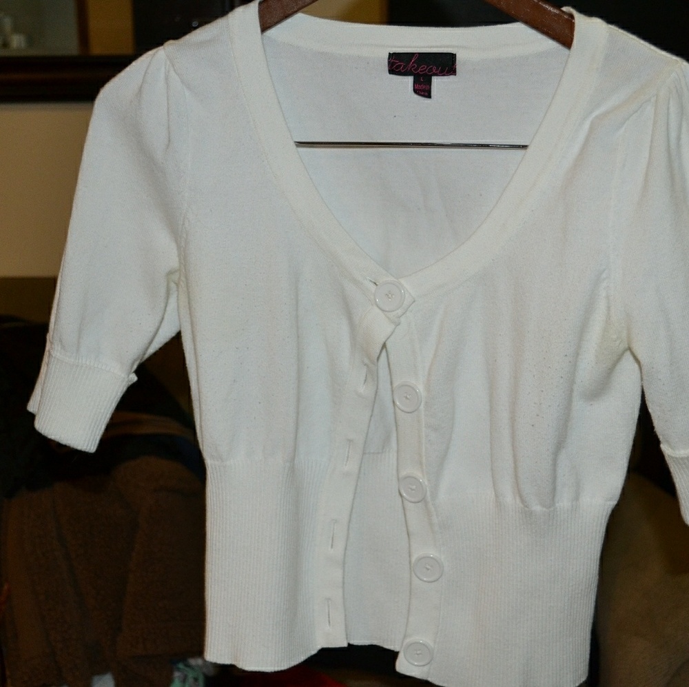 White cardigan