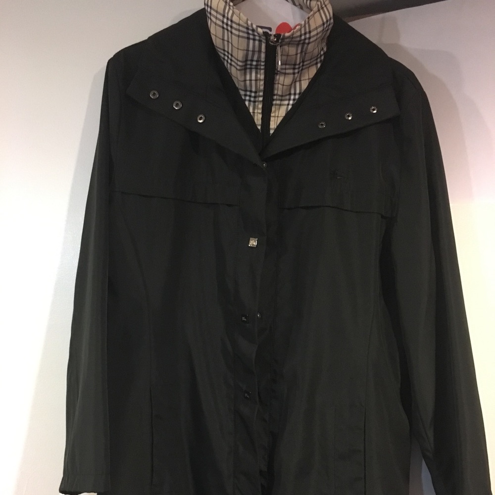 Burberry trench type jacket in black.