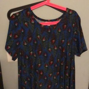 Blue feather print LuLaRoe Carly