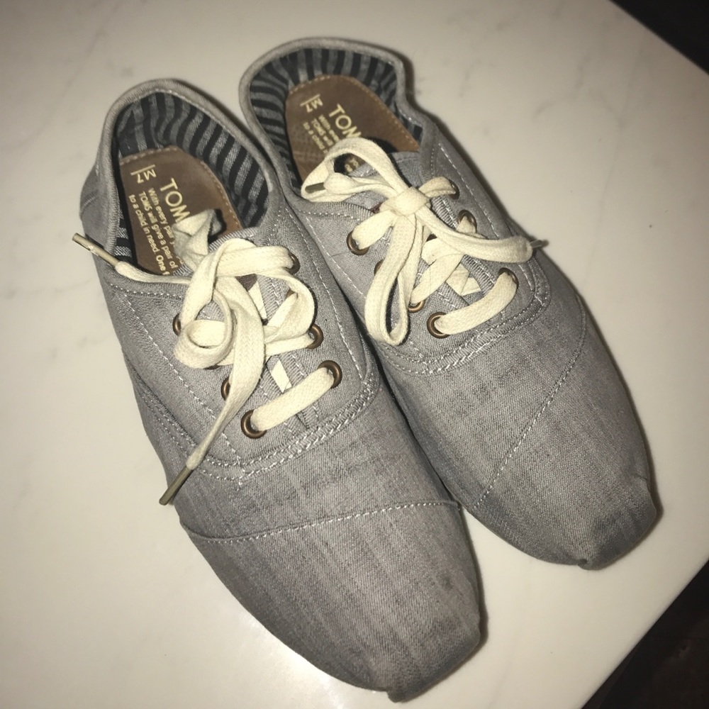 Toms gray jean material shoes