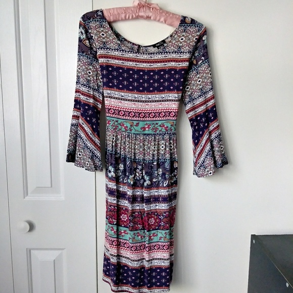 Rue 21 bohemian gypsy bell sleeve peasant dress - Picture 4 of 5