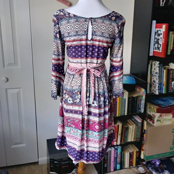 Rue 21 bohemian gypsy bell sleeve peasant dress - Picture 2 of 5