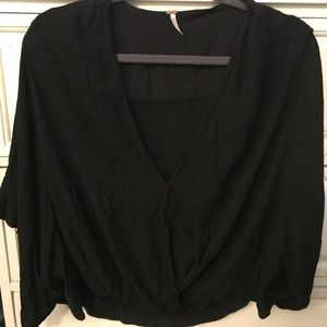 Free People Black Cross Front Top