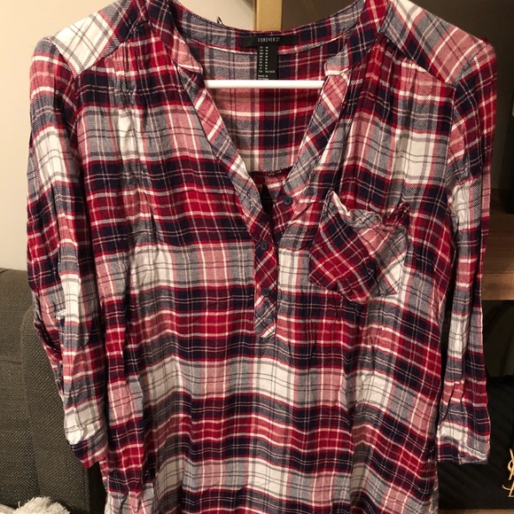 WORN ONCE - Flannel Forever 21 Tunic - Picture 1 of 3