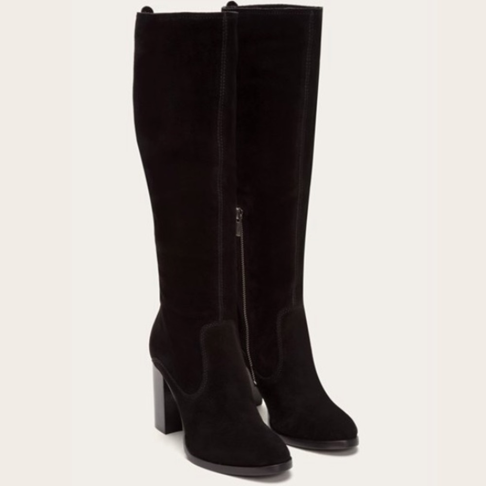 Frye Claude Tall boots in black suede size 6