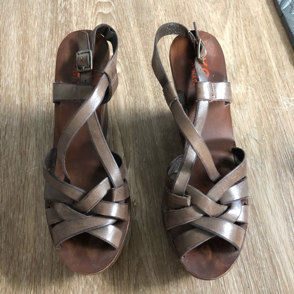 Michael Kors Brown Leather Wedges size 7.5