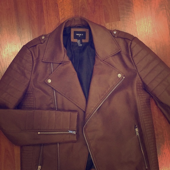 forever 21 jackets coats faux leather biker jacket men poshmark