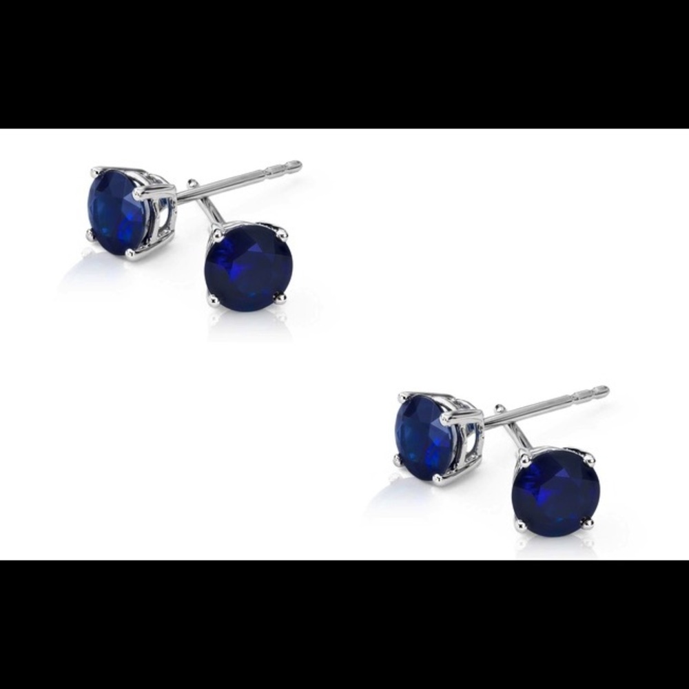 925 Sterling Silver Rhodium Plated 2 CTW Sapphire