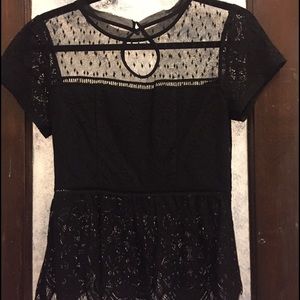 Black Lace Peplum Top