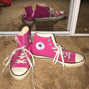 Hot pink converse high tops