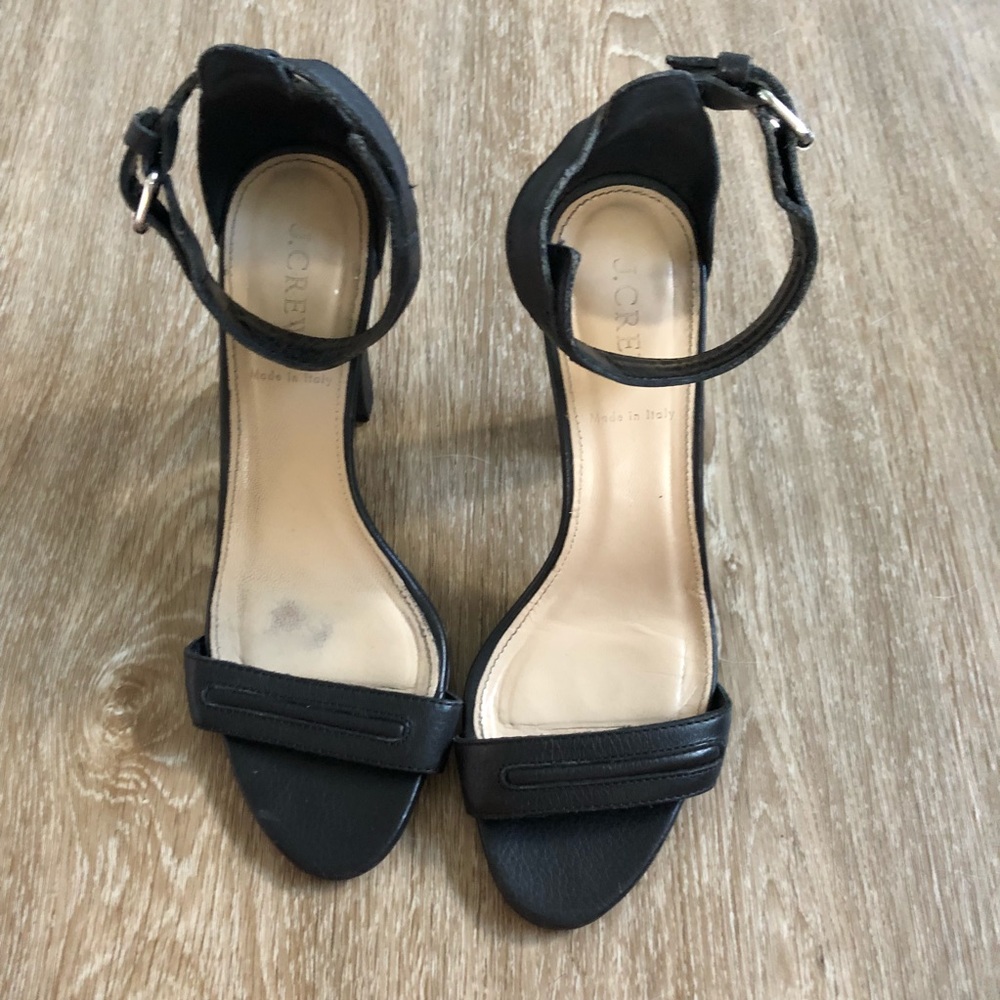 J.Crew Block Heels Black Leather size 7.5