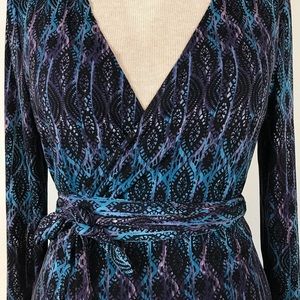 Peacock pattern wrap dress by Just Fab size L