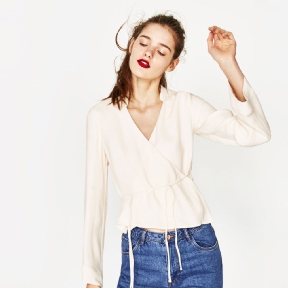 Zara White Crossover Top NWT