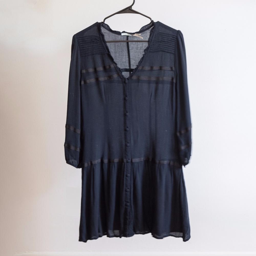 Semi Sheer Ribbon trim Dress