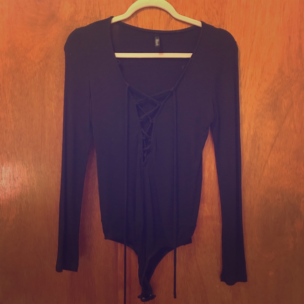 Black Lace Up Bodysuit