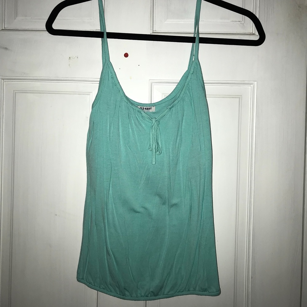 Old Navy teal tank top with tie front.