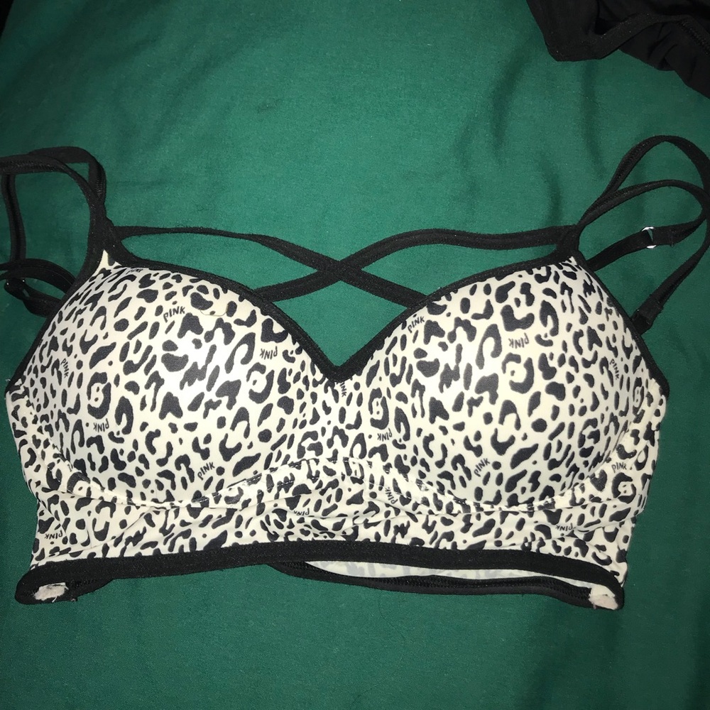 X cross front cheetah print push up bandeau