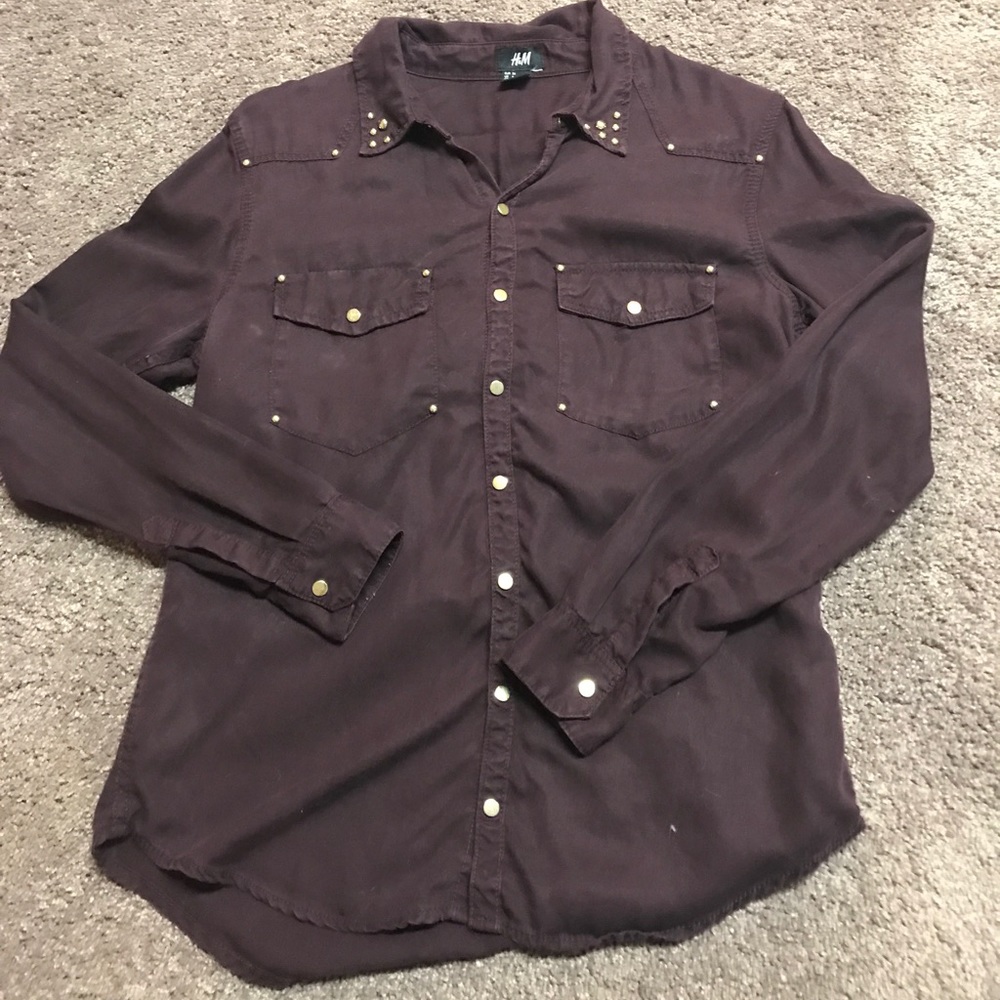 Deep plum button down