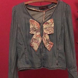 Vintage Zara cotton jean jacket with bow