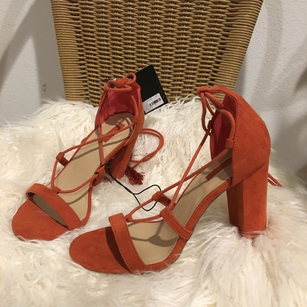 Burnt Orange Lace up Sandal Heels