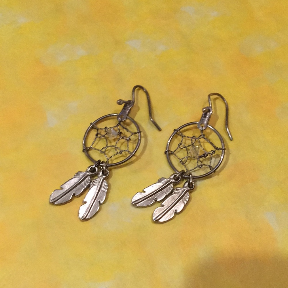 Silver feather earrings