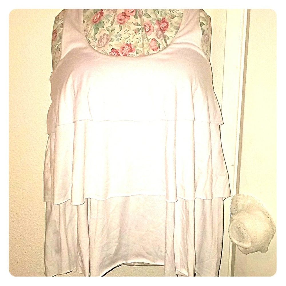 White Ruffle Layered Tank Top