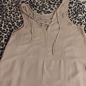 V-Neck/cross tie dress TAN