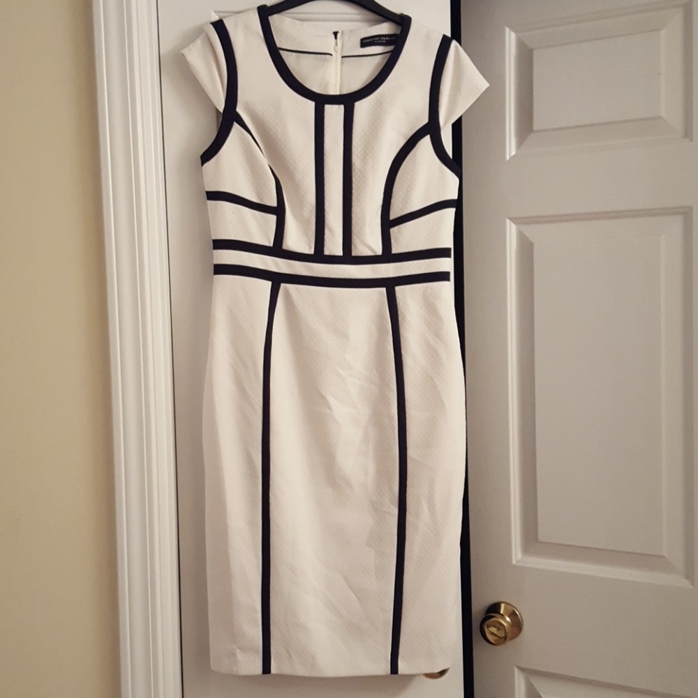 Ivory and black pencil dress