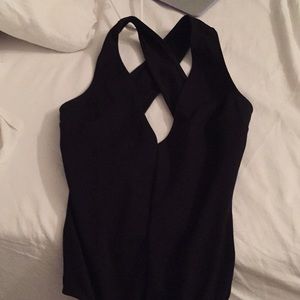 Black cross back body suit