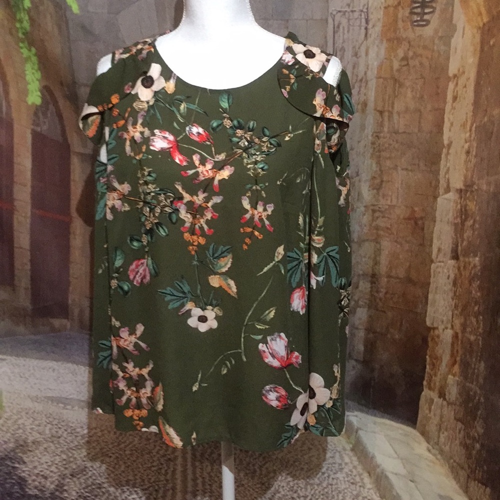Belle+Sky open shoulder blouse
