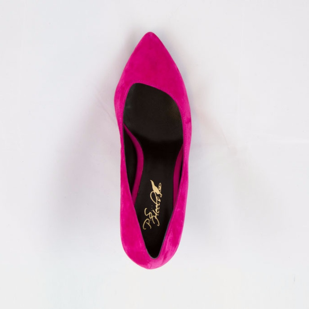 Suede Upper Magenta Asymmetrical Heel/Pump