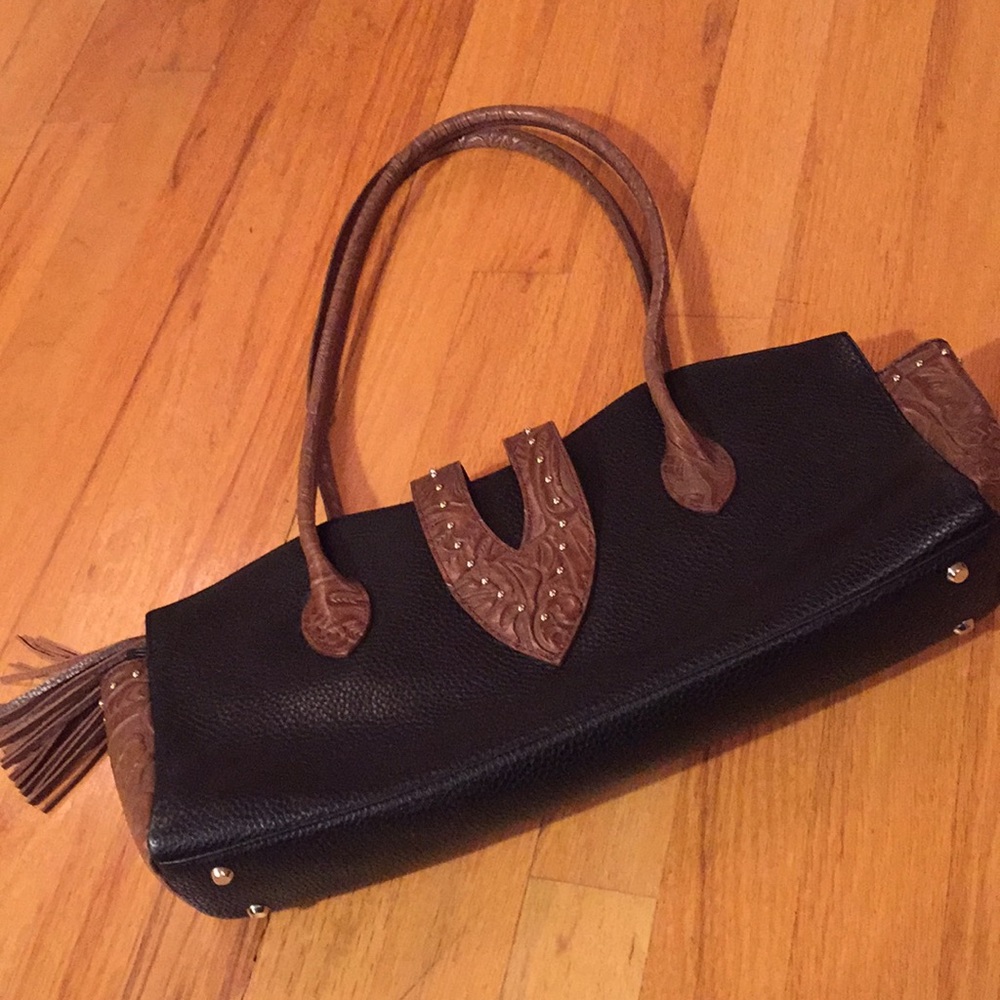 Large Vegan faux stamped/studded magnet & zipper