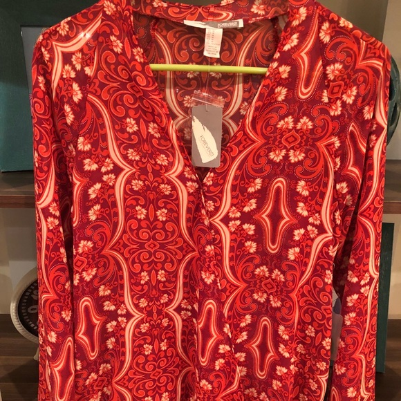 NEW Forever 21 70s Style Sheer Floral Top - Picture 2 of 5