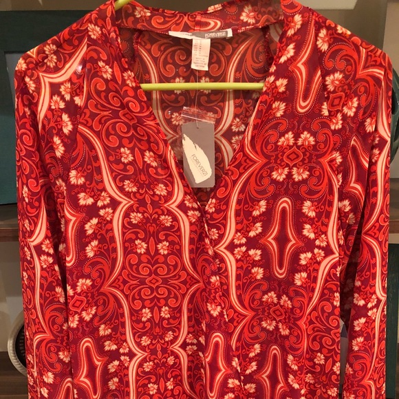 NEW Forever 21 70s Style Sheer Floral Top - Picture 3 of 5